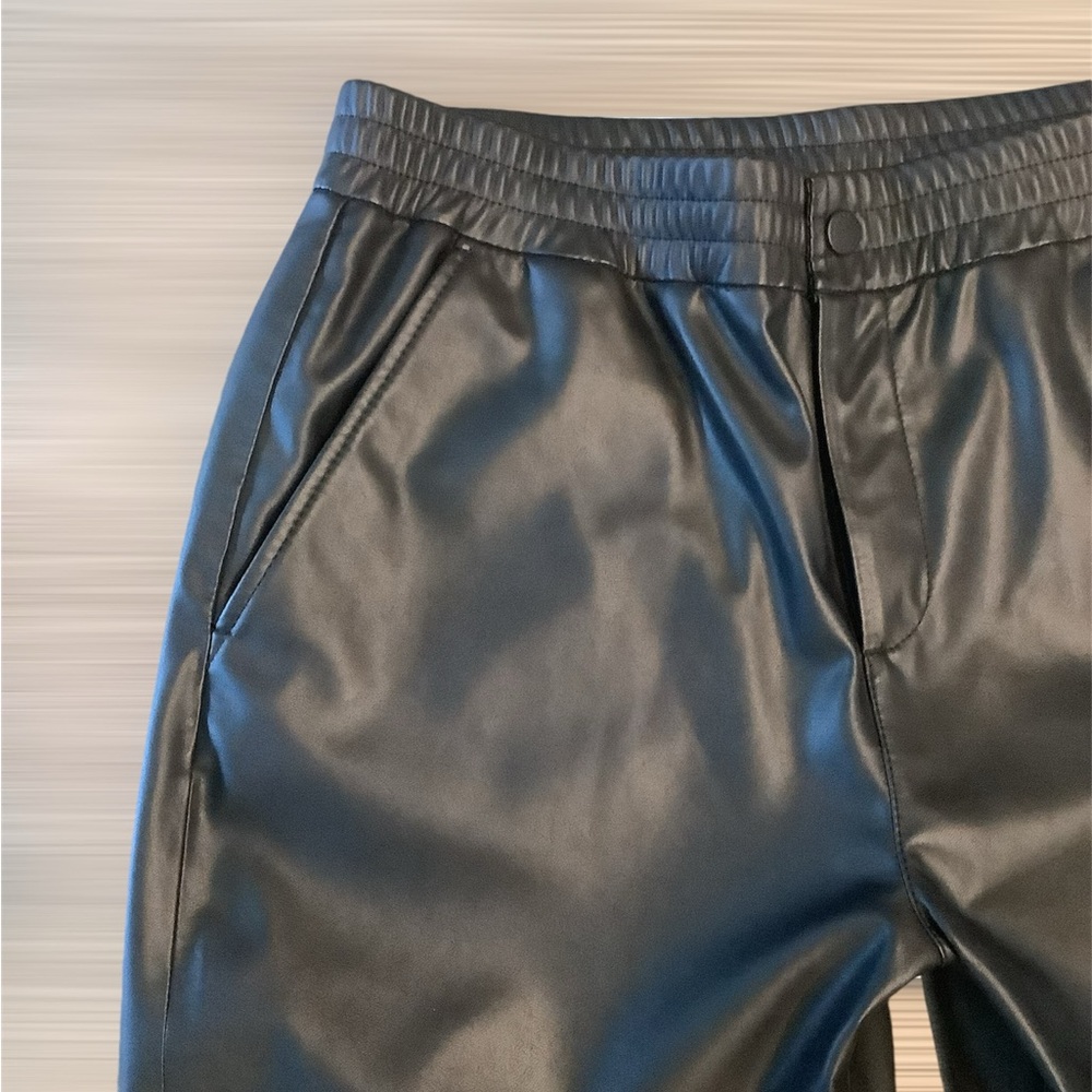 AG Adriano Goldschmied Women’s Faux Leather Jogger Pants Black Size 30